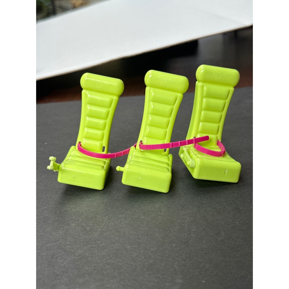Vintage 1992 Mattel Polly Pocket Starlight Express Airplane Seats Lime Green 3pc